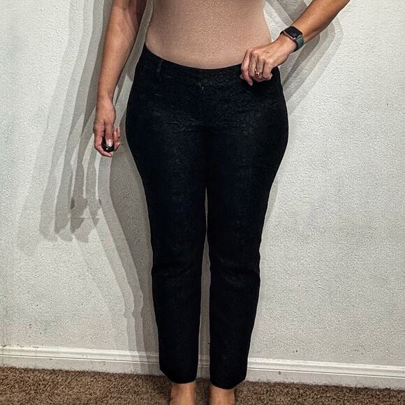 Ann Taylor Black Lace Crop Ankle Pants Sz 8 - Picture 1 of 12